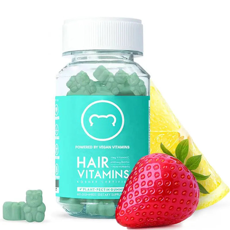 Multivitamin Bear Gummy Hair Vitamin Gummies Extra Strength Biotin 6000Mcg for Hair Growth, Vegan Vitamin B12, Inositol, Omega 3